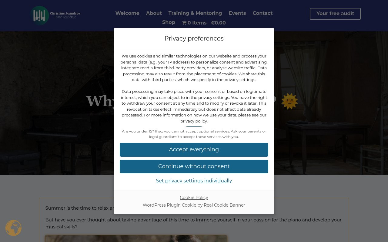 Apercu du site Christine Jeandroz – Stage de piano adultes