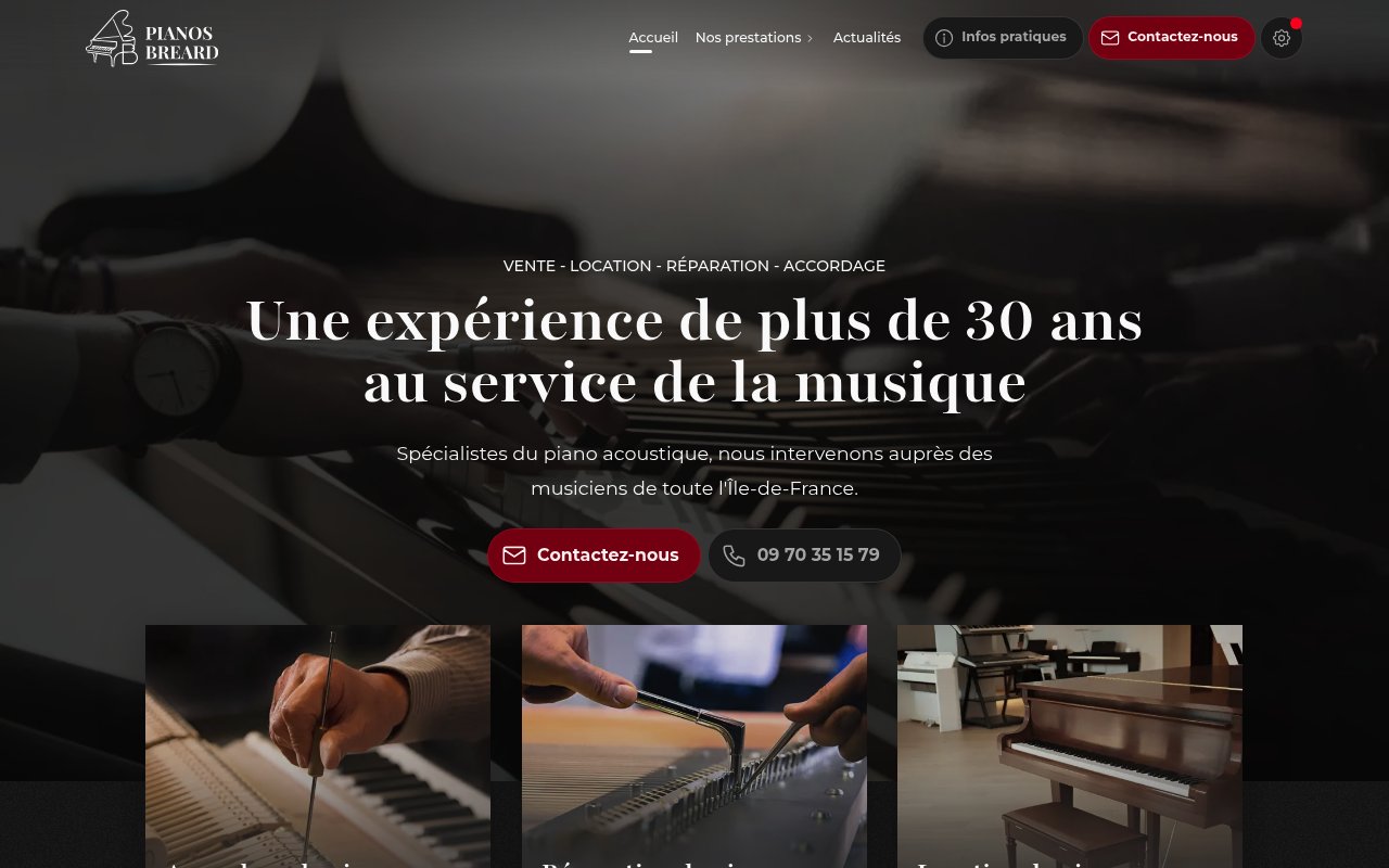 Apercu du site Pianos Breard