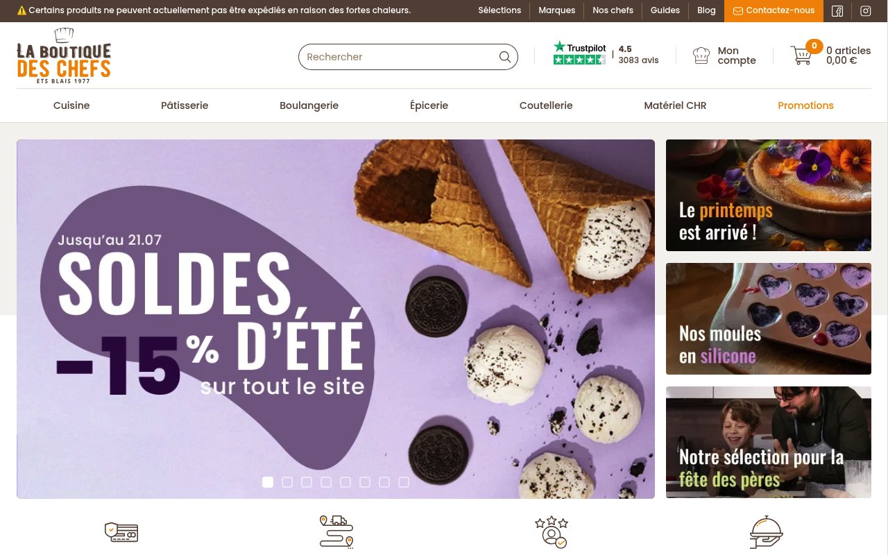 Apercu du site La Boutique des Chefs