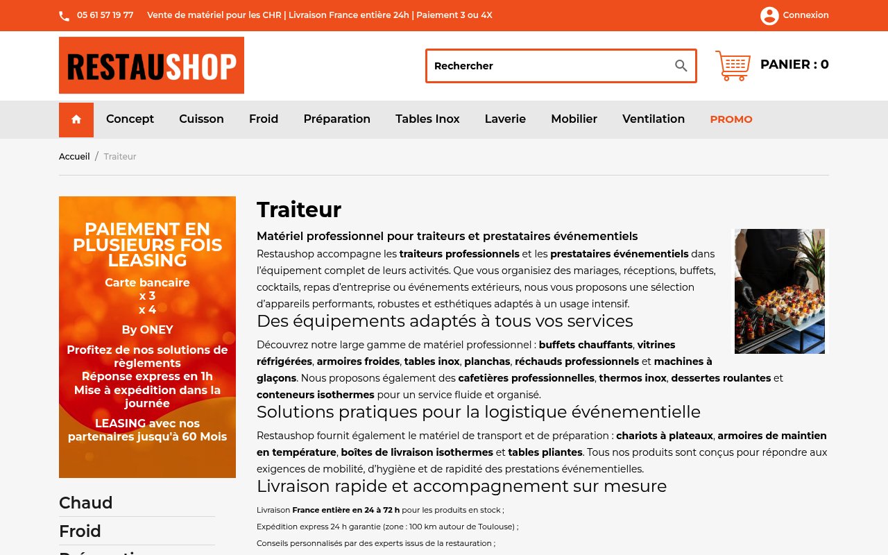 Apercu du site Restaushop
