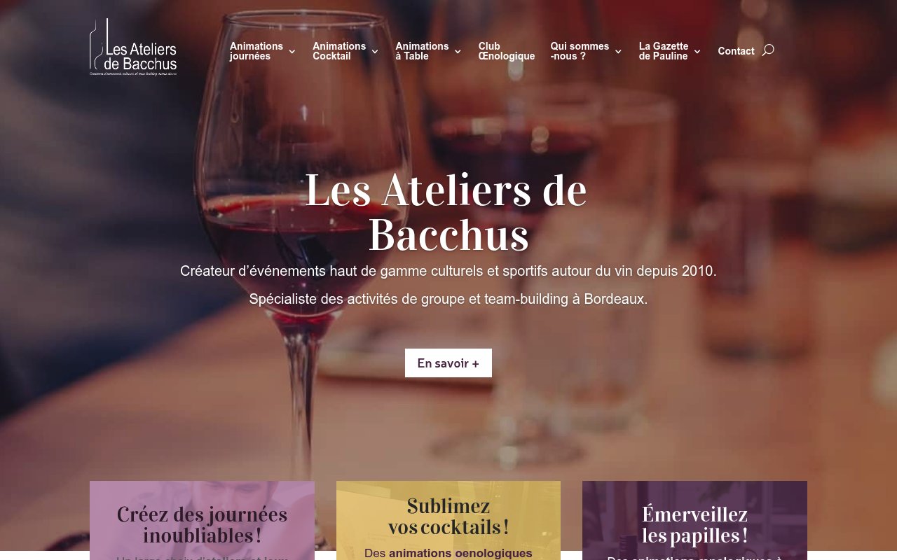 Apercu du site Les Ateliers de Bacchus