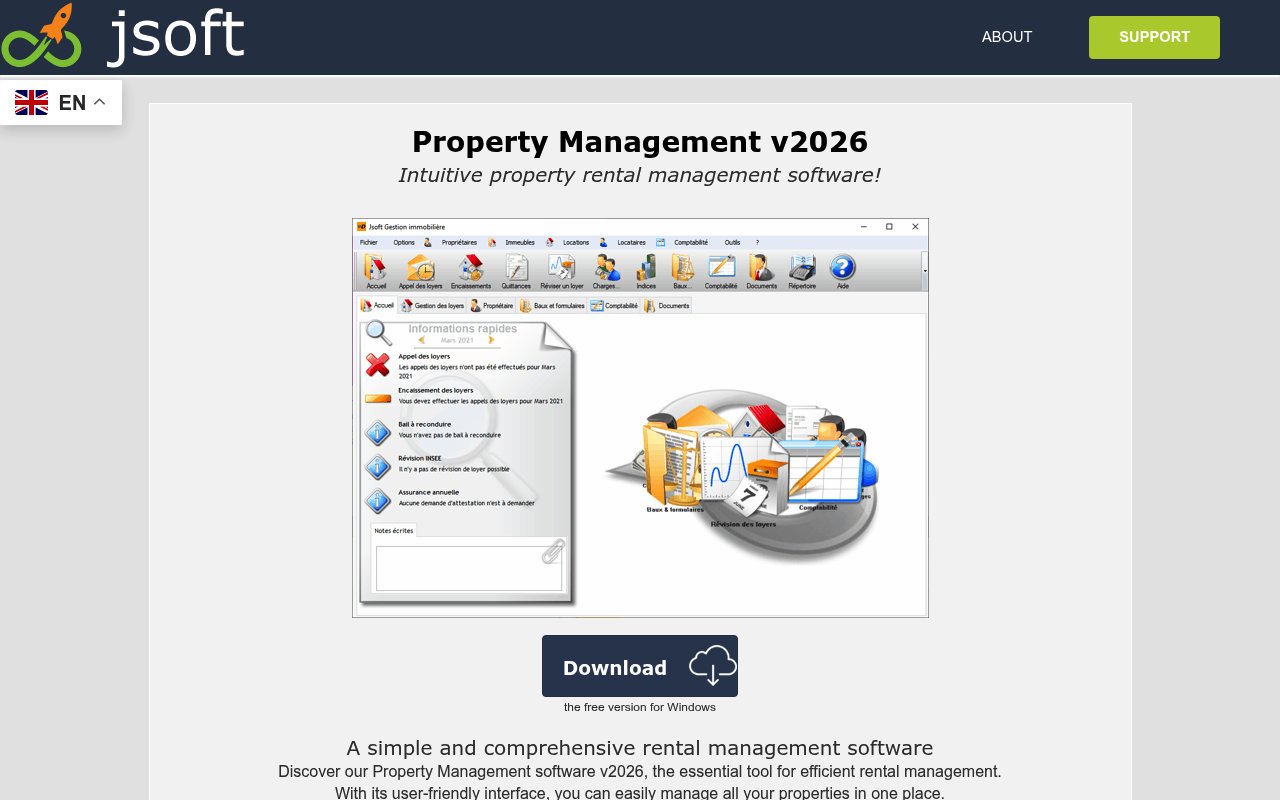 Apercu du site Gestion immobilière v2026 (JSoft)