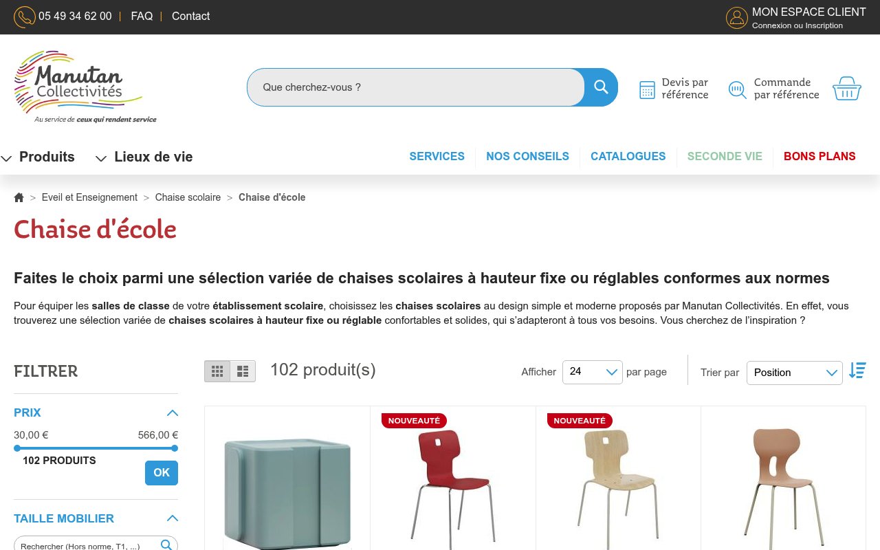 Apercu du site Manutan Collectivités