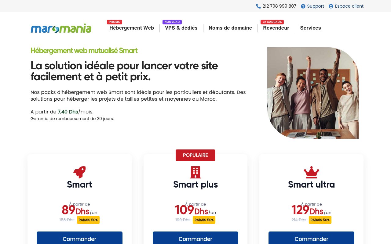 Optiweb.eu | Meilleurs hébergeurs web au Maroc : 7 acteurs à la loupe Apercu du site Maromania