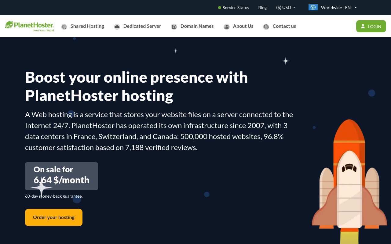 Optiweb.eu | Meilleurs hébergeurs web au Maroc : 7 acteurs à la loupe Apercu du site PlanetHoster