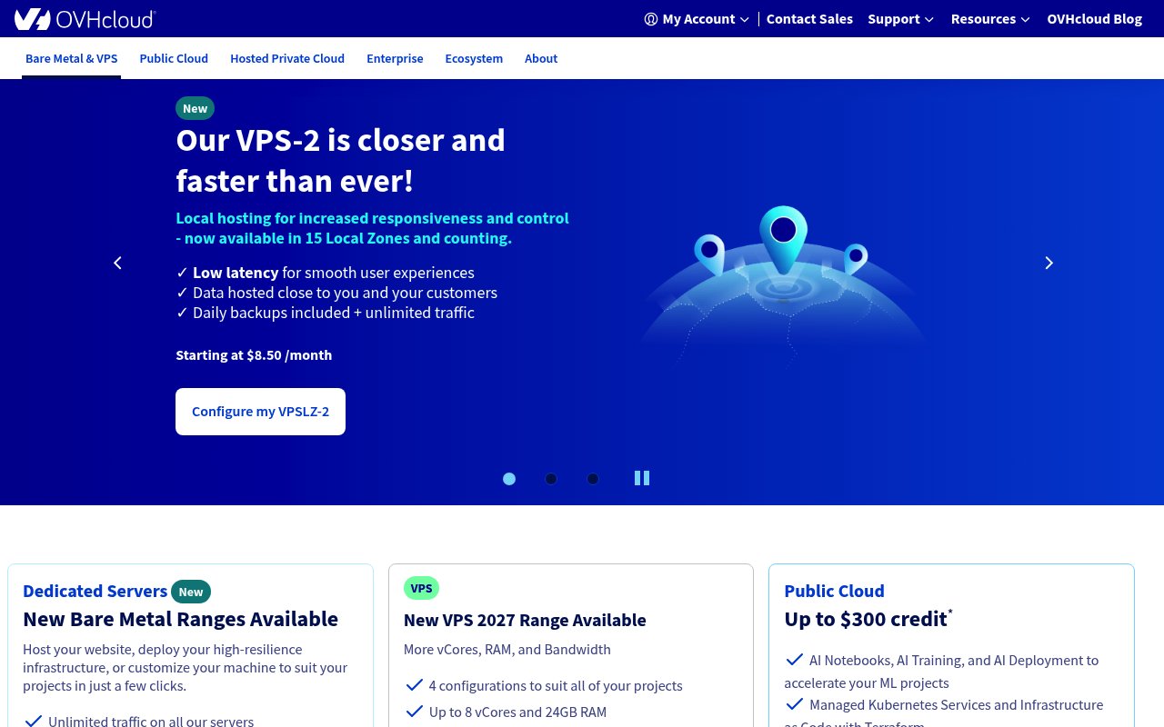 Optiweb.eu | Meilleurs hébergeurs web au Maroc : 7 acteurs à la loupe Apercu du site OVHcloud