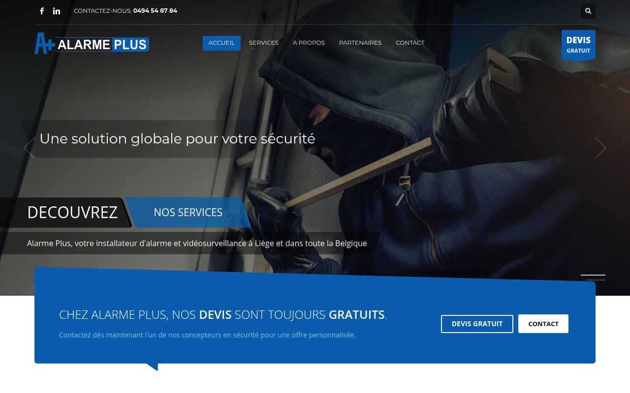 Apercu du site Alarme Plus