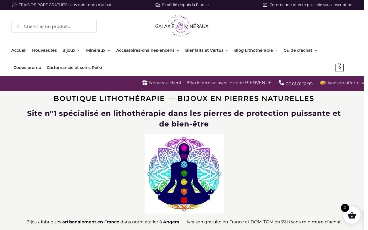 Quel choix parmi les meilleures boutiques de lithothérapie? 4 Apercu du site Galaxie Minéraux
