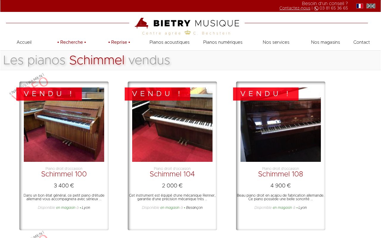 Apercu du site Bietry Musique