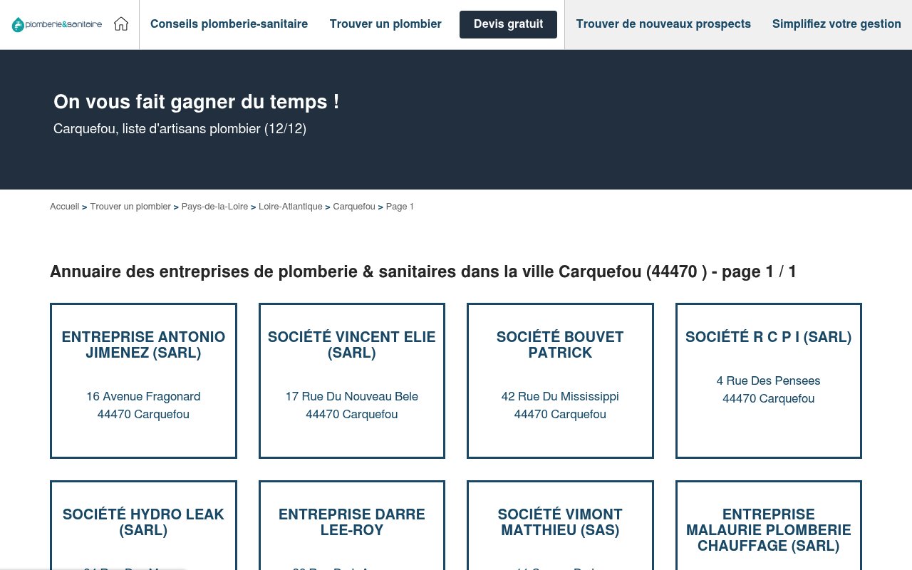 Apercu du site Hydro Leak (SARL)