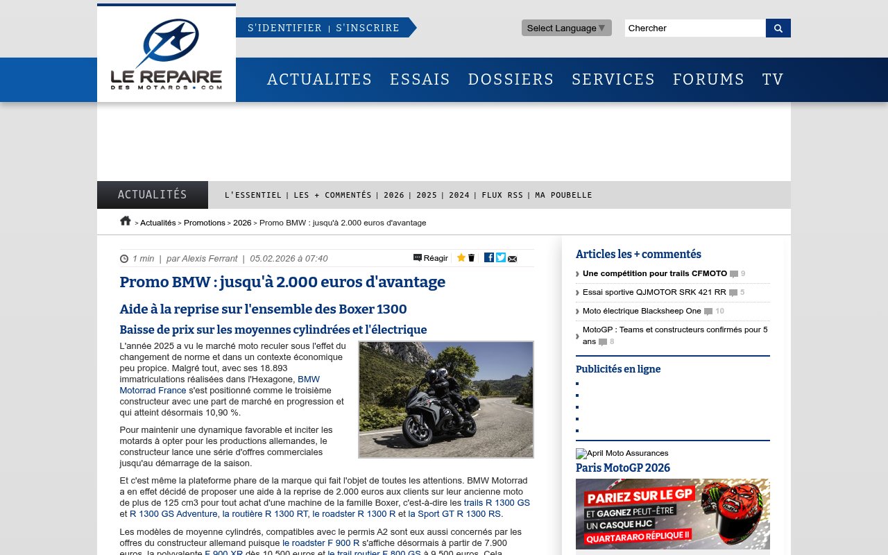 Apercu du site L’Erepaire des Motards