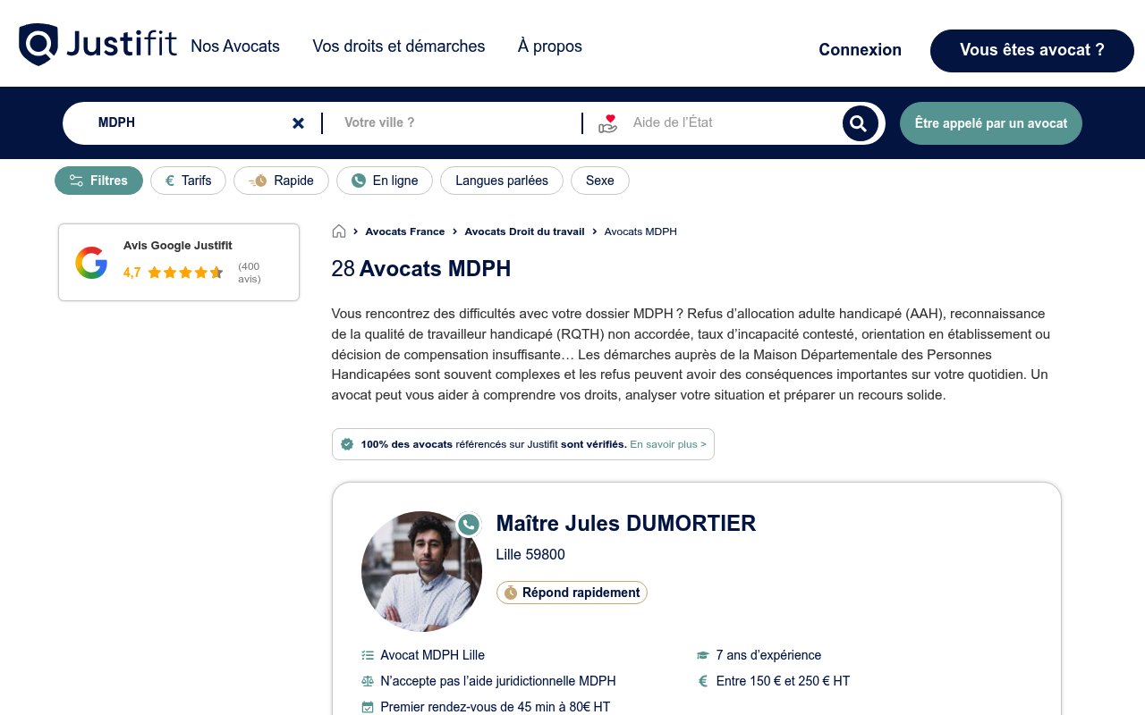 Apercu du site Justifit