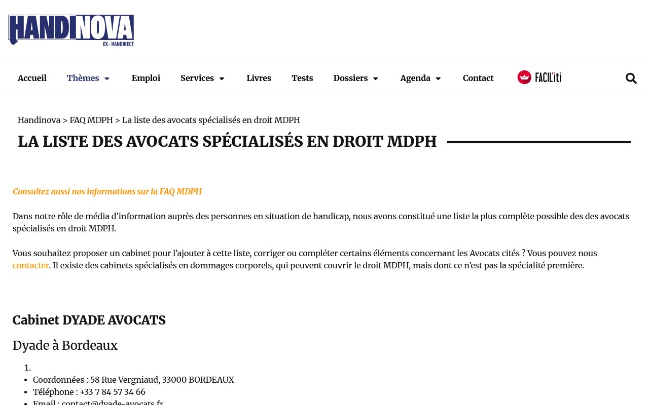 Apercu du site Handinova