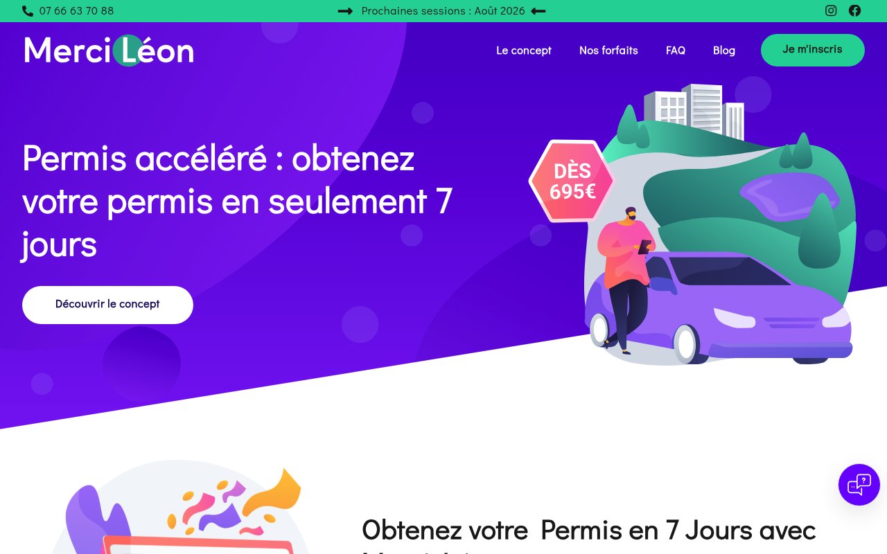 Apercu du site Merci Léon (Permis Accéléré)