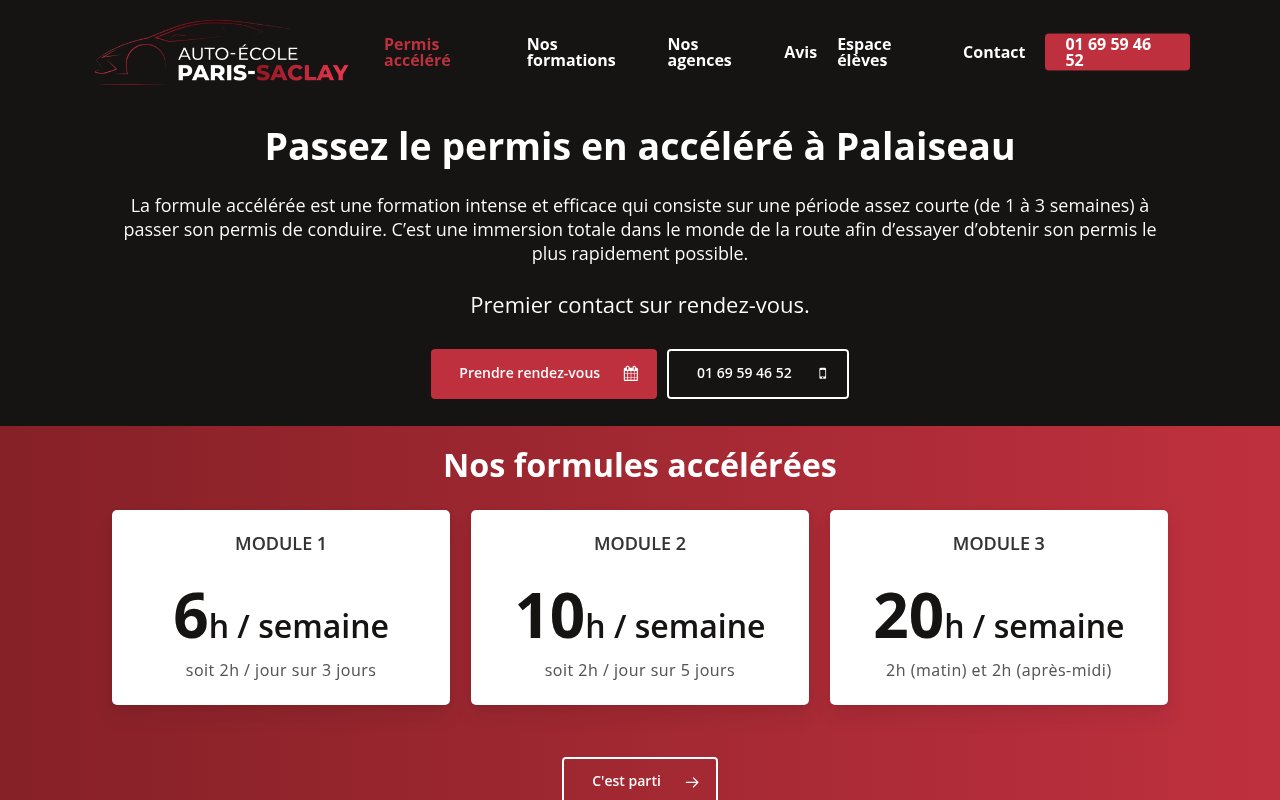 Apercu du site Auto-école Paris Saclay (Permis accéléré)