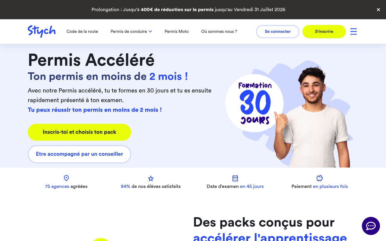 Apercu du site Stych (Pack Accéléré Code-Conduite)