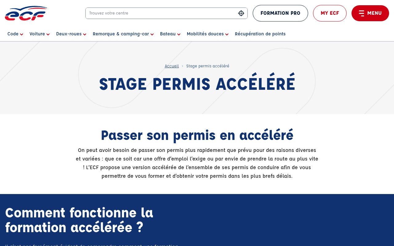 Apercu du site ECF (Stage permis de conduire en accéléré)