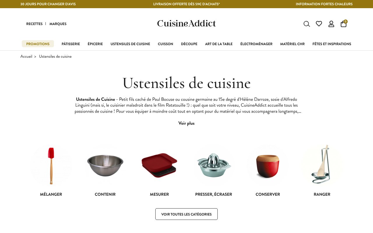 Apercu du site Cuisine Addict
