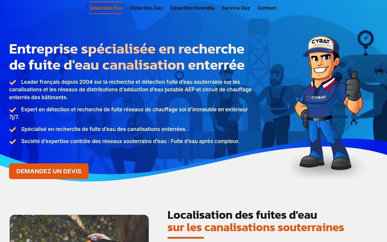 Apercu du site Entreprise recherche de fuite d'eau sur canalisation ente...