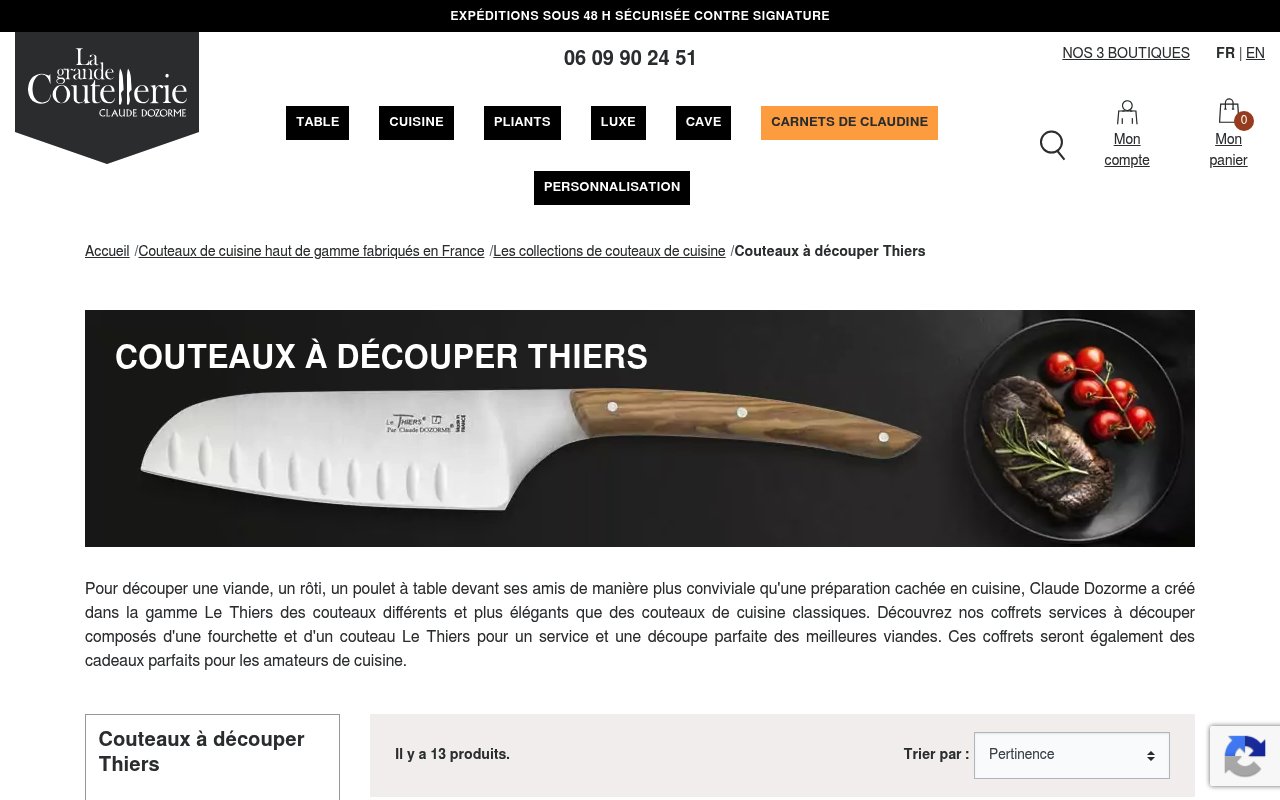 Apercu du site Coutellerie Dozorme