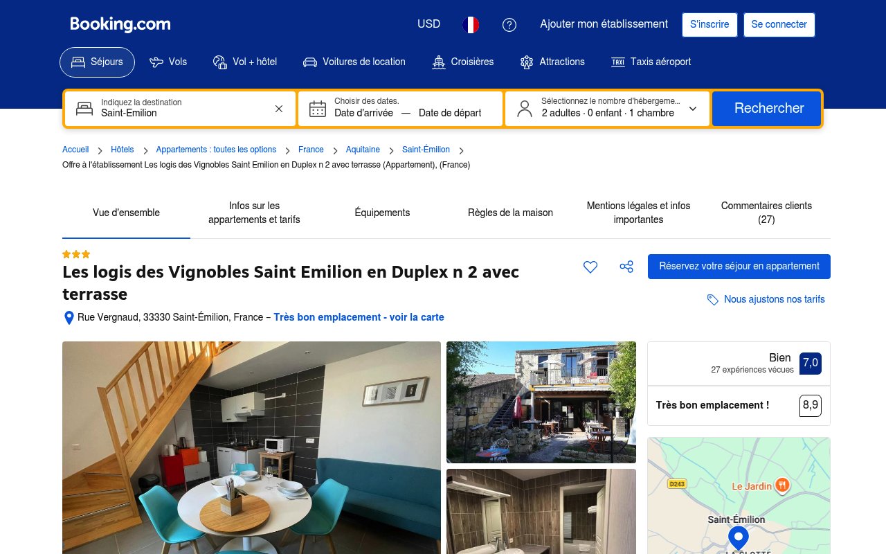 Apercu du site Logis des Vignobles (Duplex n°2)