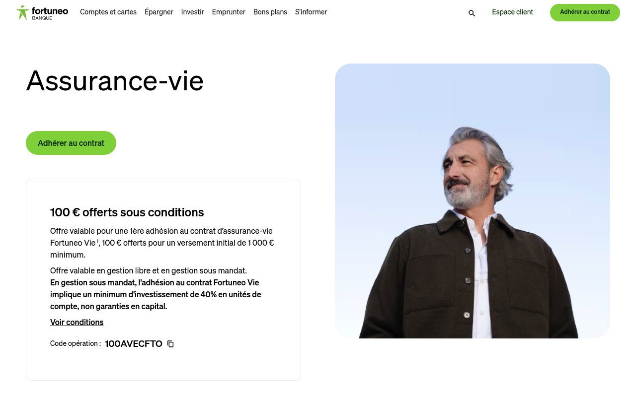 Apercu du site Fortuneo Vie