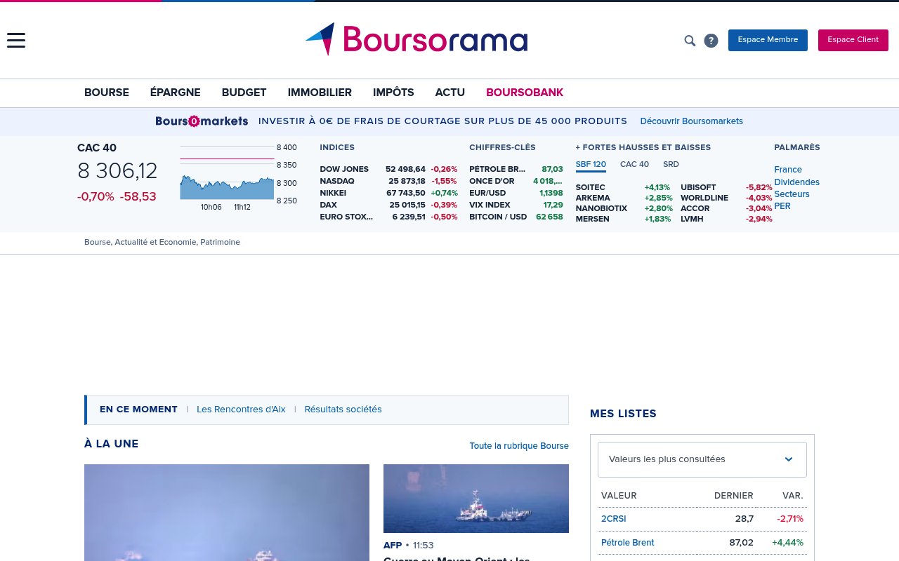 Apercu du site Boursorama Vie