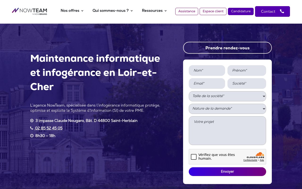 Apercu du site Nowteam (Infogérance Loir-et-Cher)