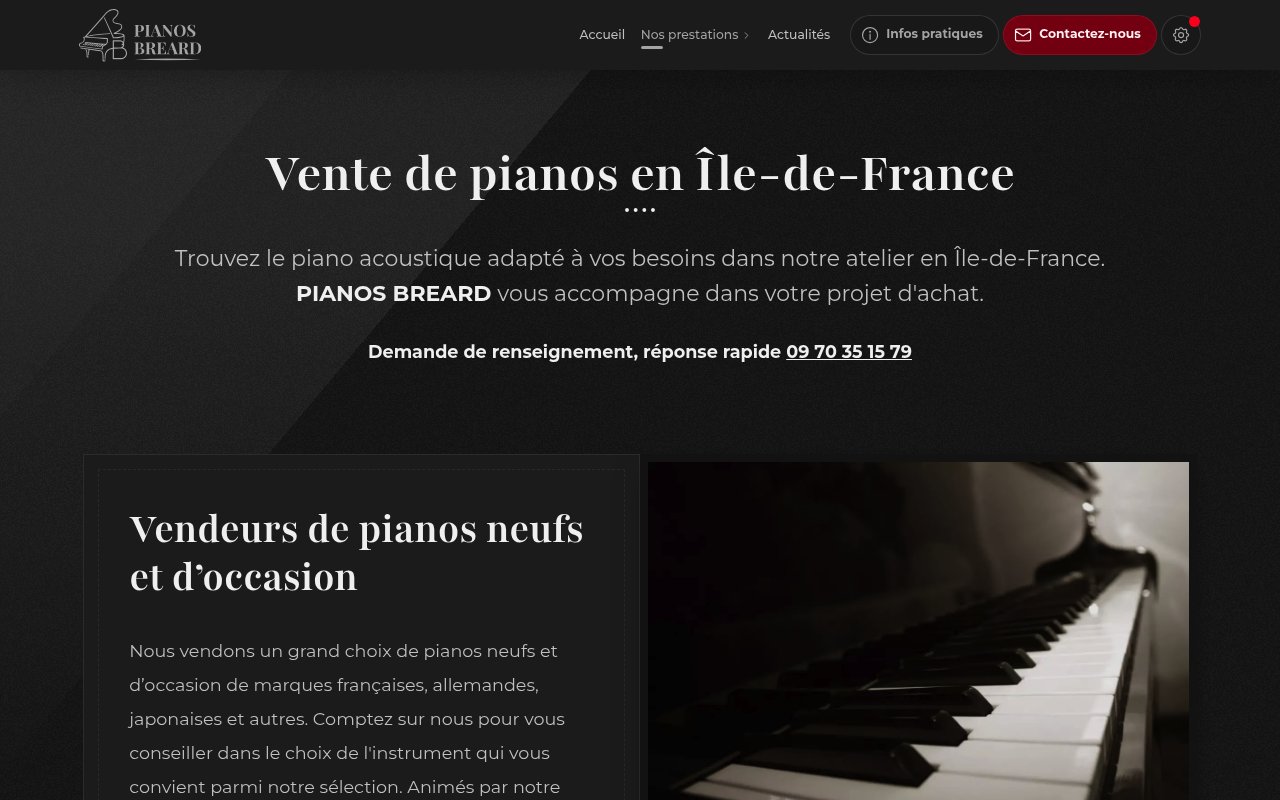 Apercu du site Pianos Breard