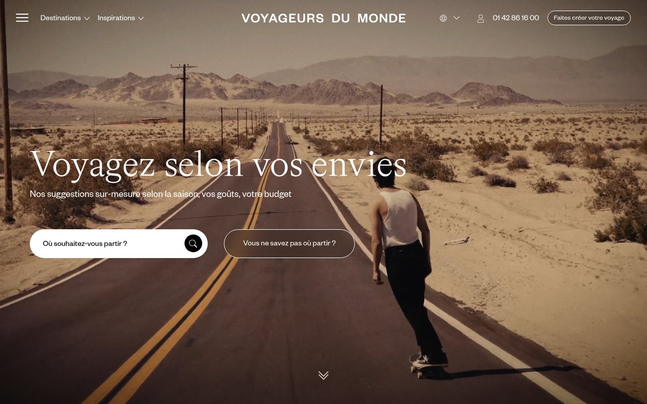 Apercu du site Voyageurs du Monde