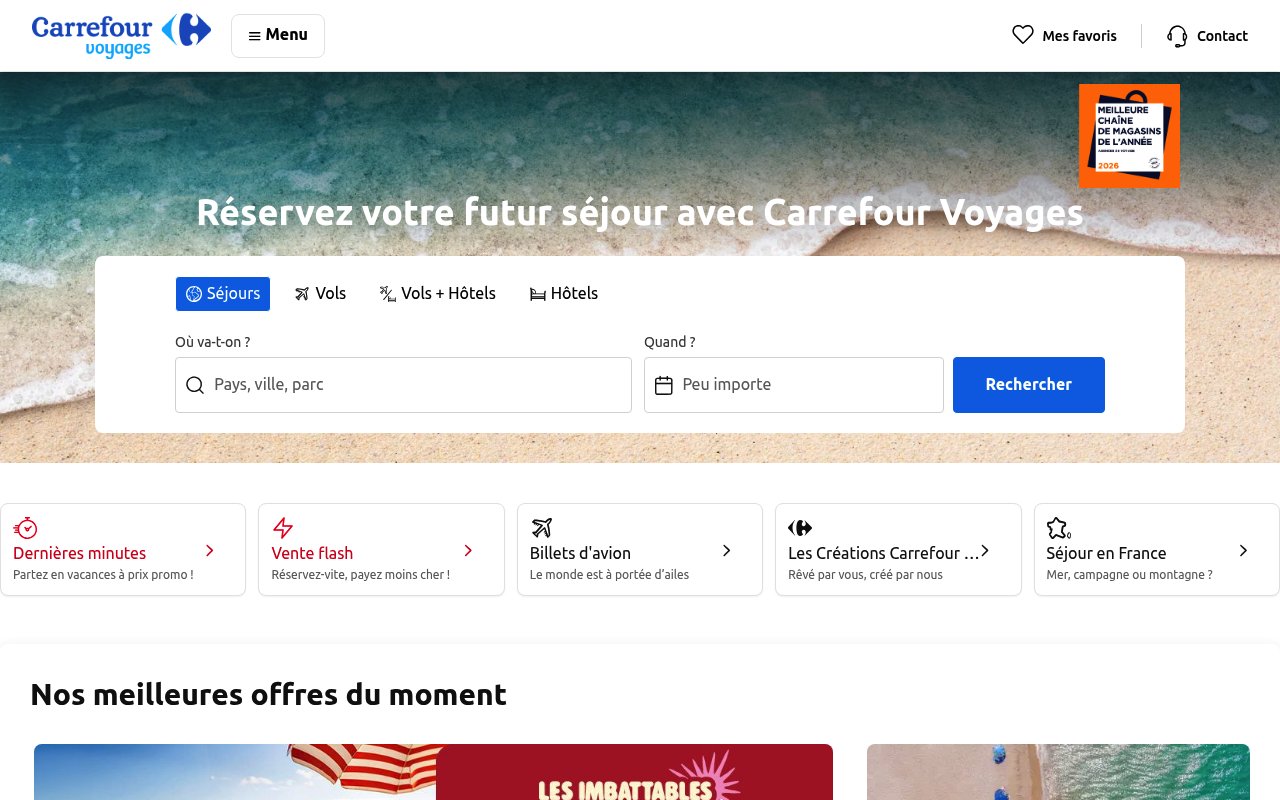 Apercu du site Carrefour Voyages