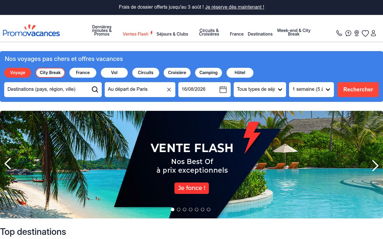 Apercu du site Promovacances