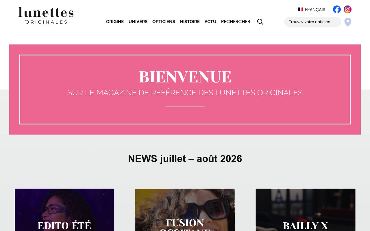 Apercu du site Lunettes Originales