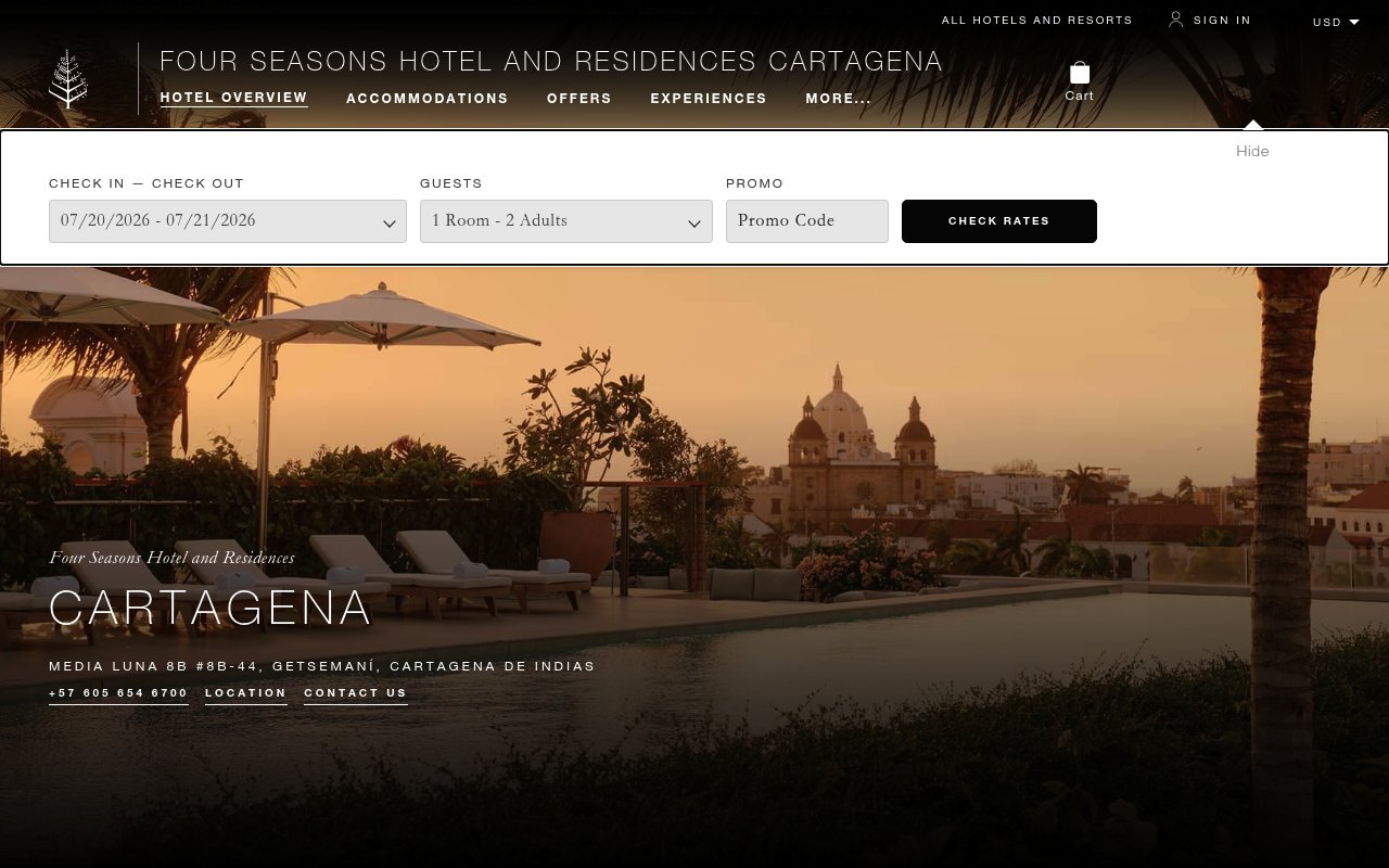 Apercu du site Four Seasons Hotel and Residences Cartagena