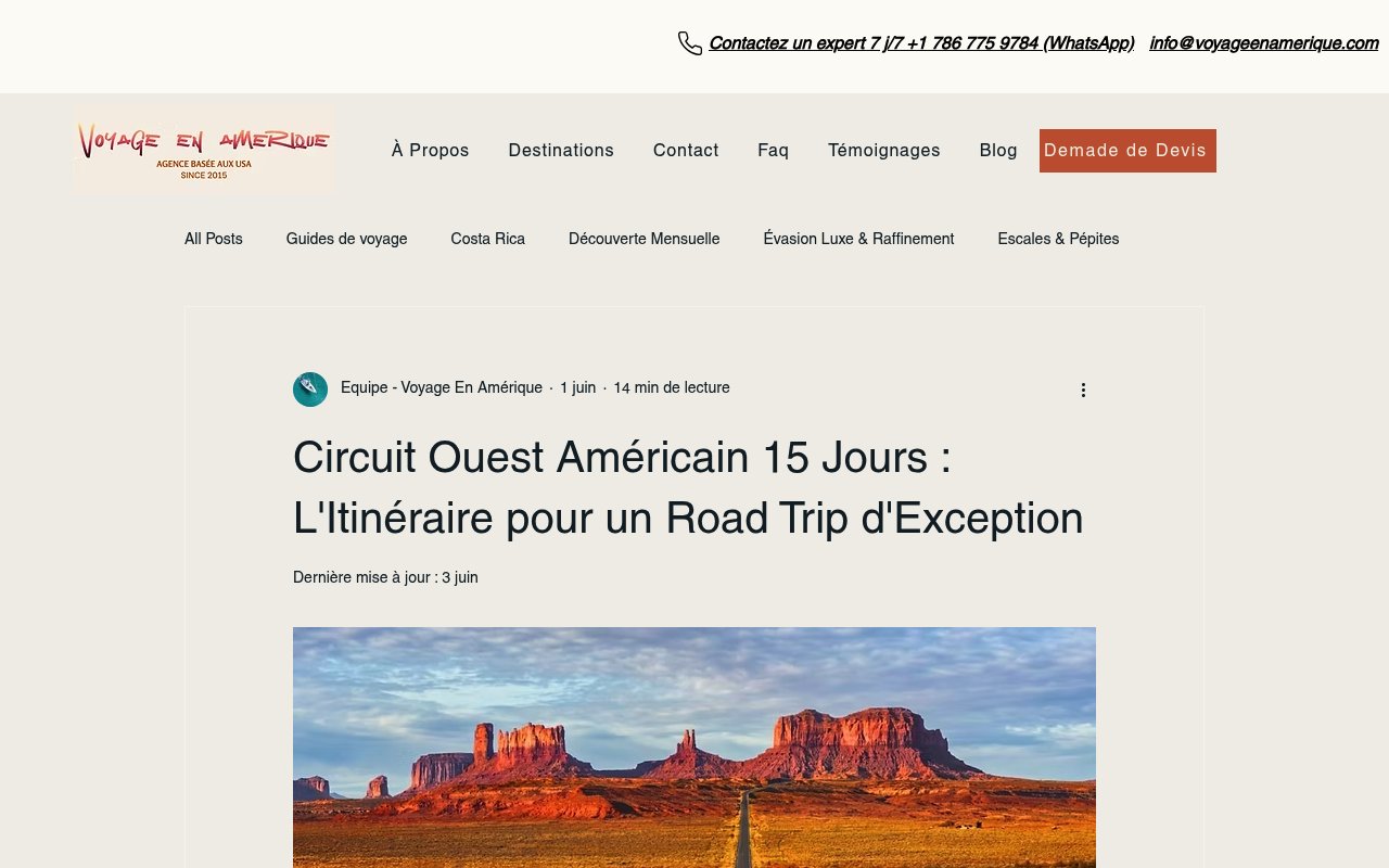 Apercu du site Voyage en Amerique