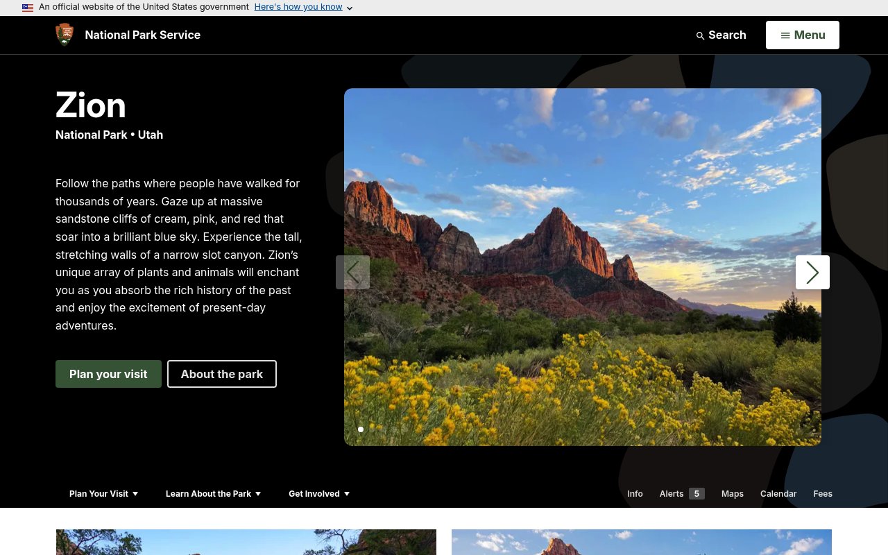 Apercu du site Zion National Park