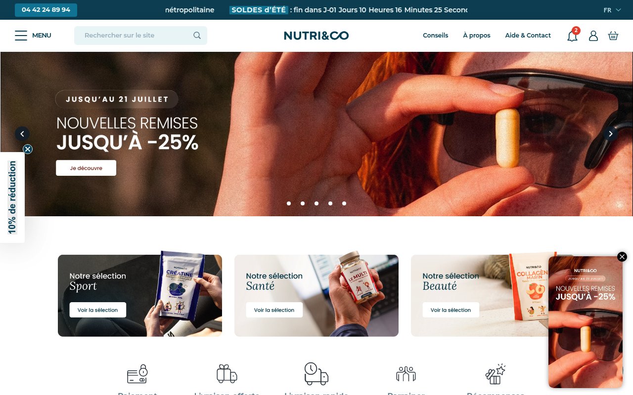 Apercu du site Nutri&Co (Pre-Workout Boost)