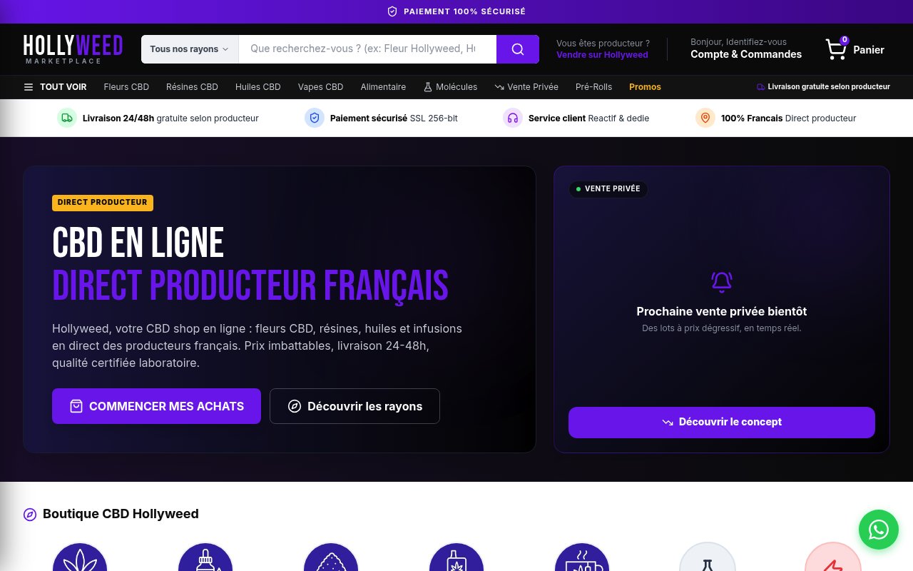 Apercu du site Hollyweed Market OrdMed Santé Apercu du site Hollyweed Market OrdMed Santé