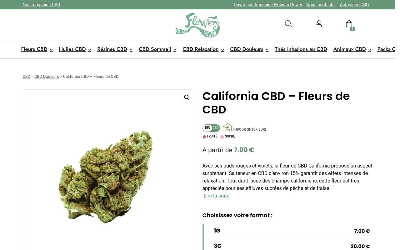 Apercu du site Flowers Power CBD Shop