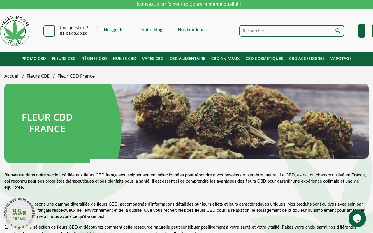Apercu du site GreenHouse CBD Shop