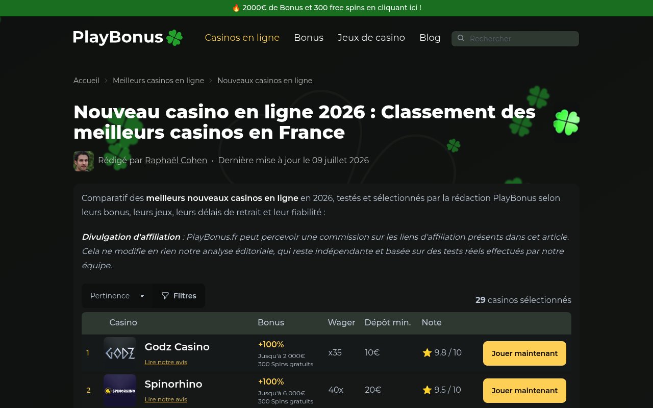 Apercu du site PlayBonus