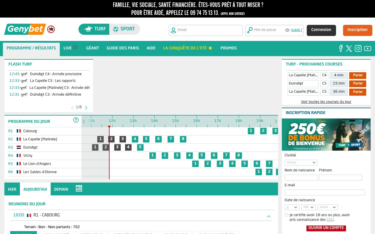 Apercu du site Genybet