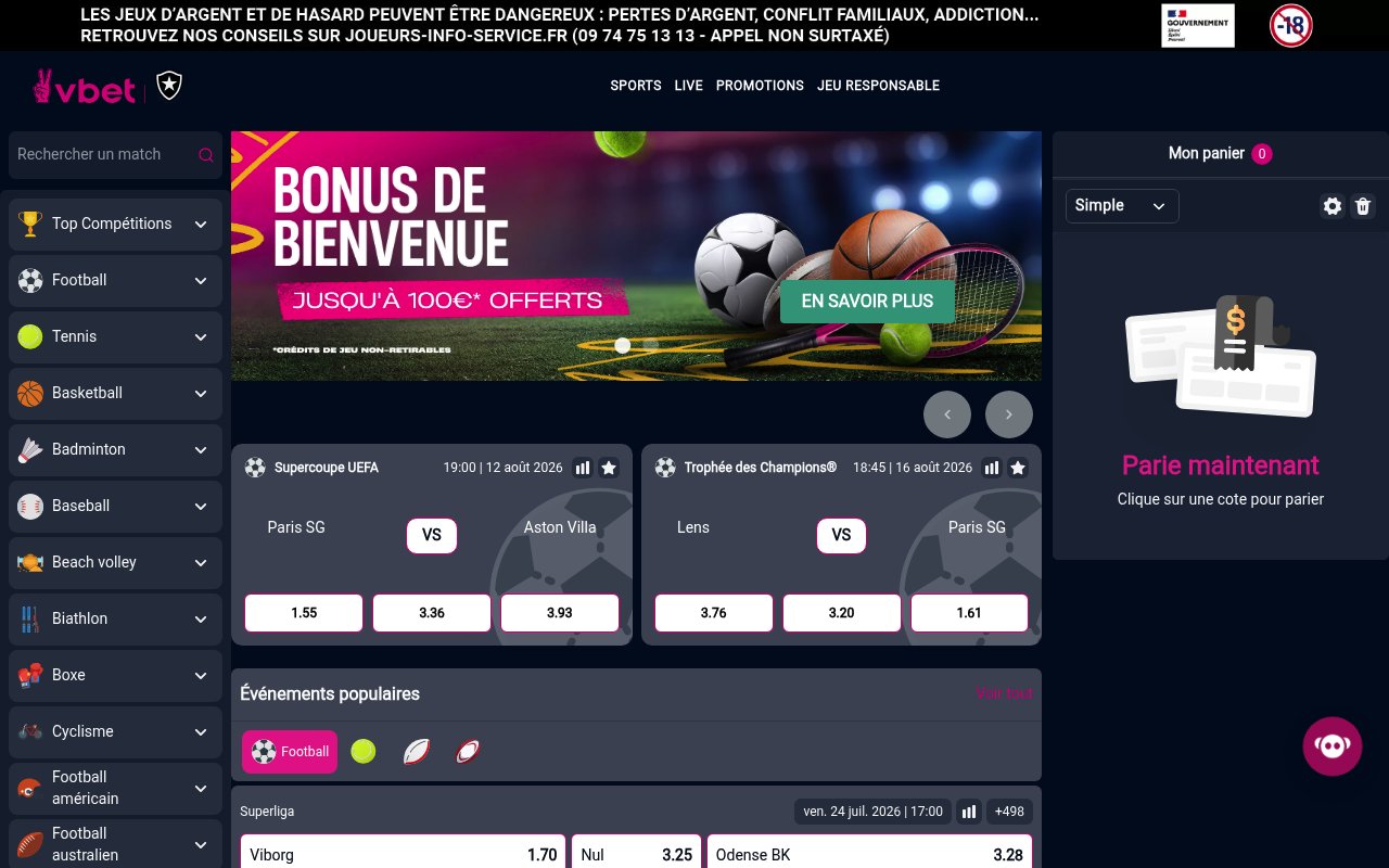 Apercu du site Vbet