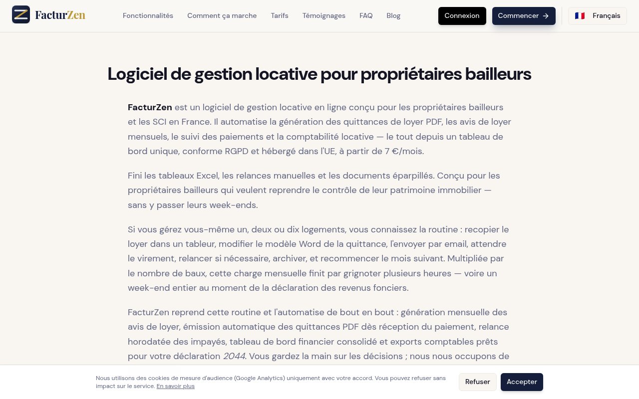 Apercu du site FacturZen