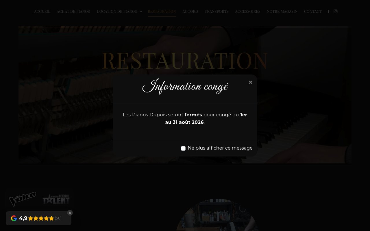Apercu du site Pianos Dupuis