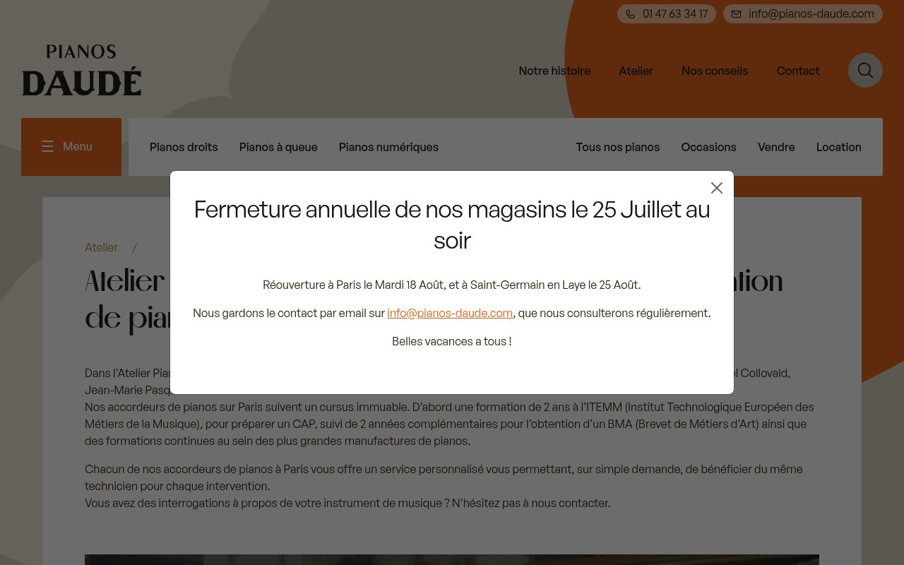Apercu du site Pianos Daudé