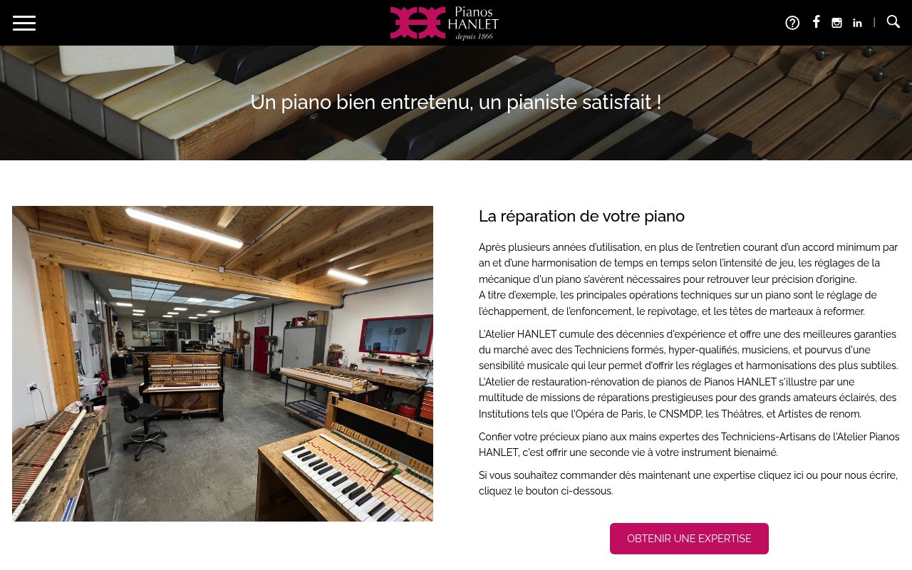 Apercu du site Pianos Hanlet