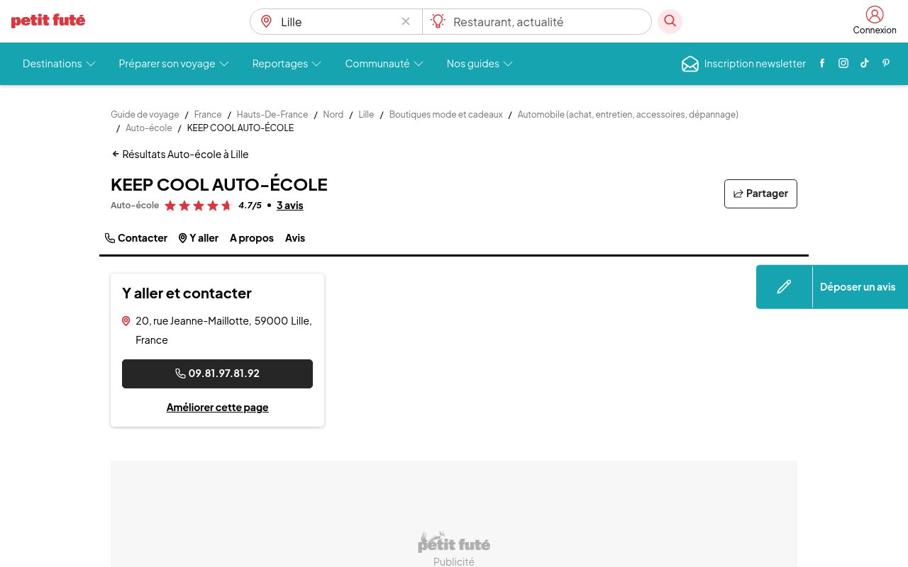 Apercu du site Keep Cool Auto-école
