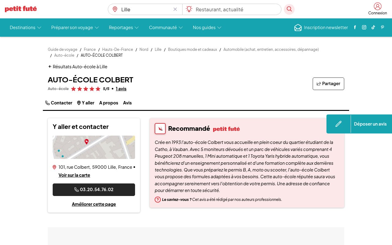 Apercu du site Auto-école Colbert
