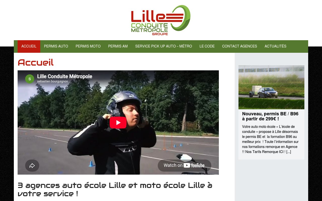 Apercu du site Lille Conduite Métropole